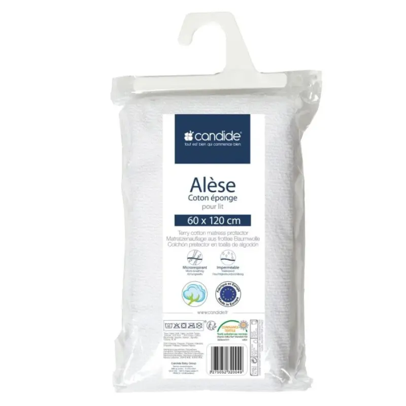 xx Alèse bébé éponge 60x120cm blanc -Candide