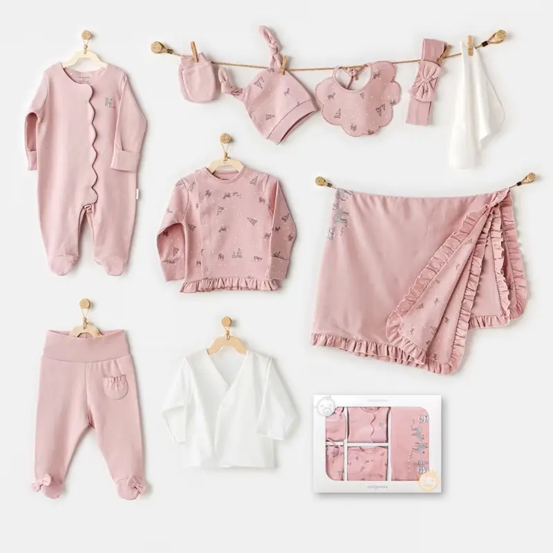 xx Andywawa Coffret nouveau-né  10 pièces de sortie d'hôpital pour Fille - motif Gazelle Rose