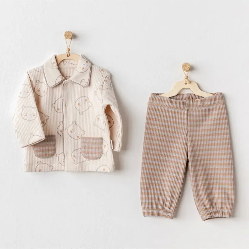 Andywawa Ensemble 2 pièces pour bébé ours Beige clair