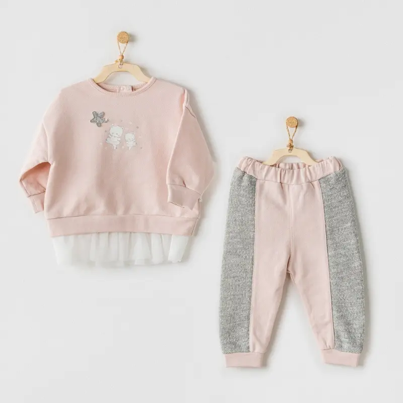 Andywawa Ensemble 2 Pièces Rose et Gris