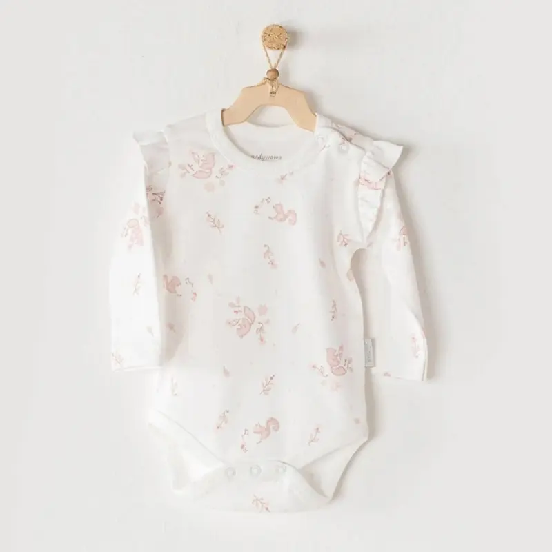 AndyWawa Ensemble pour fille Motif écureuils dans la forêt Écru