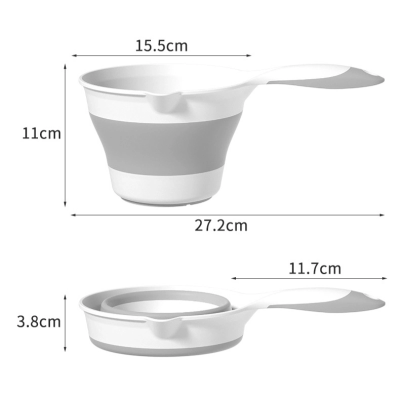 Baignoire Bébé Pliable avec Seau et Gobelet  3 en 1 Gris