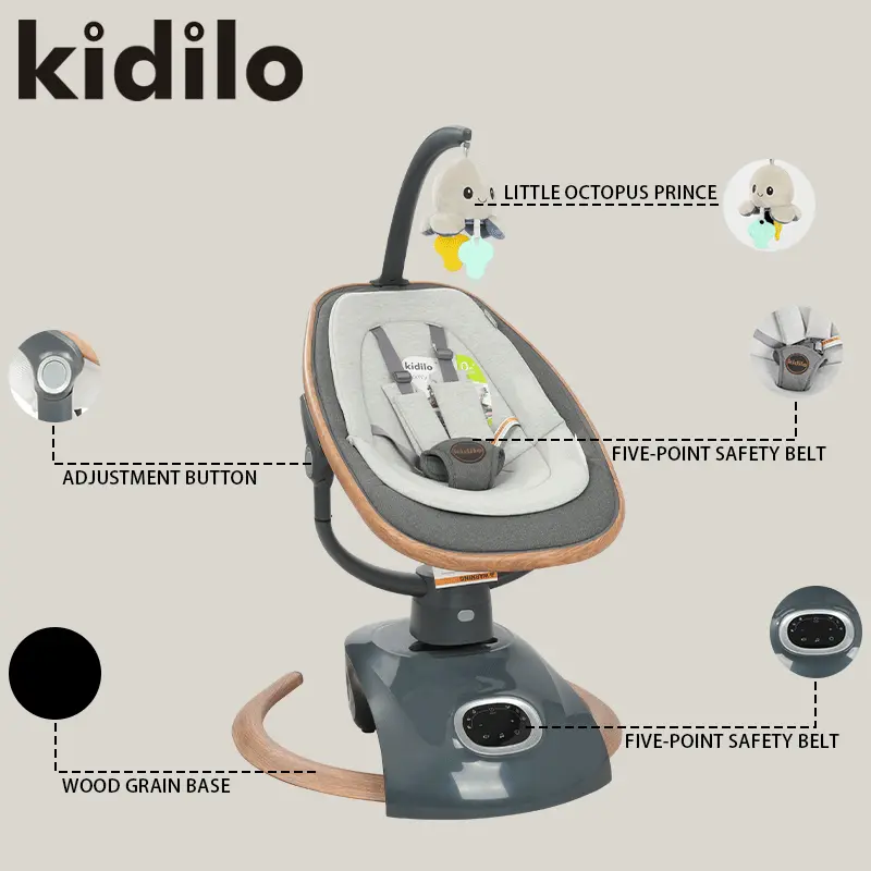 Balancelle Électrique Bébé Kidilo – Design Moderne - Gris