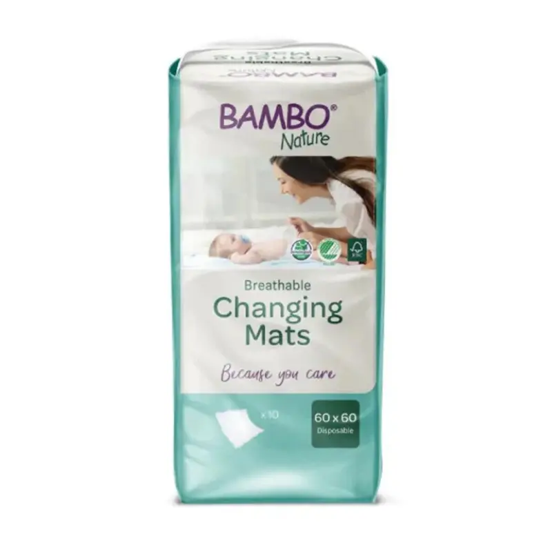 xx Bambo Nature Tapis de Change 60x60cm 10 Unités