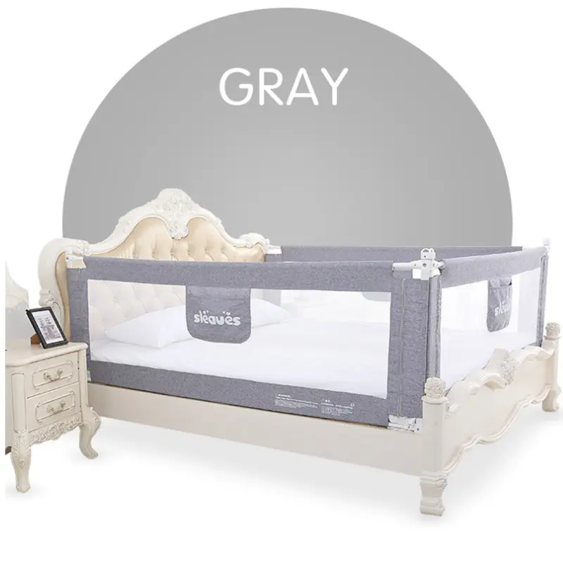 Barrière de lit pour la sécurité de bébé Gris 1.5M