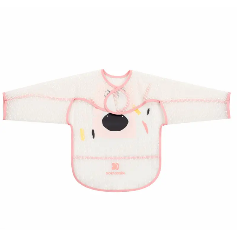 Bavoir manche longue avec manche et ramasse miette Arty Rose