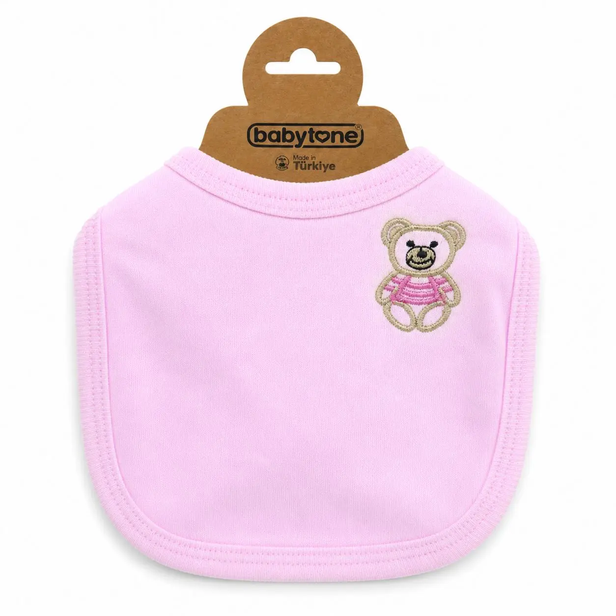 xx Bavoir pour Bébé Babytone - Rose avec Broderie Petit Ours