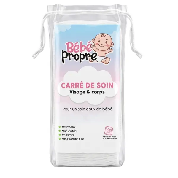 xx Bébé Propre - Carrés de Soin pour Bébé (Pack de 100 unités) – Visage et Corps – Ultra doux