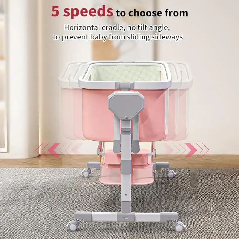 Berceau Électrique Bébé Multifonction avec Balancement Automatique Télécommande et Moustiquaire Rose - kidilo