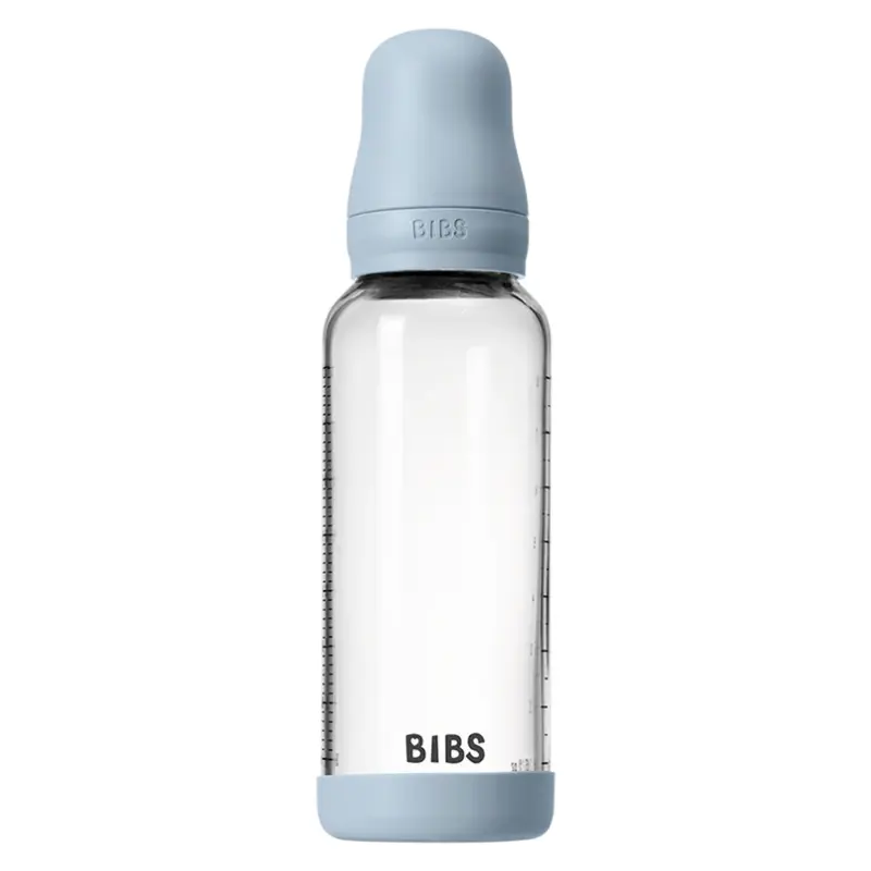 xx Biberon en Verre 240ml avec Tétine en Latex Débit Moyen - Baby Blue