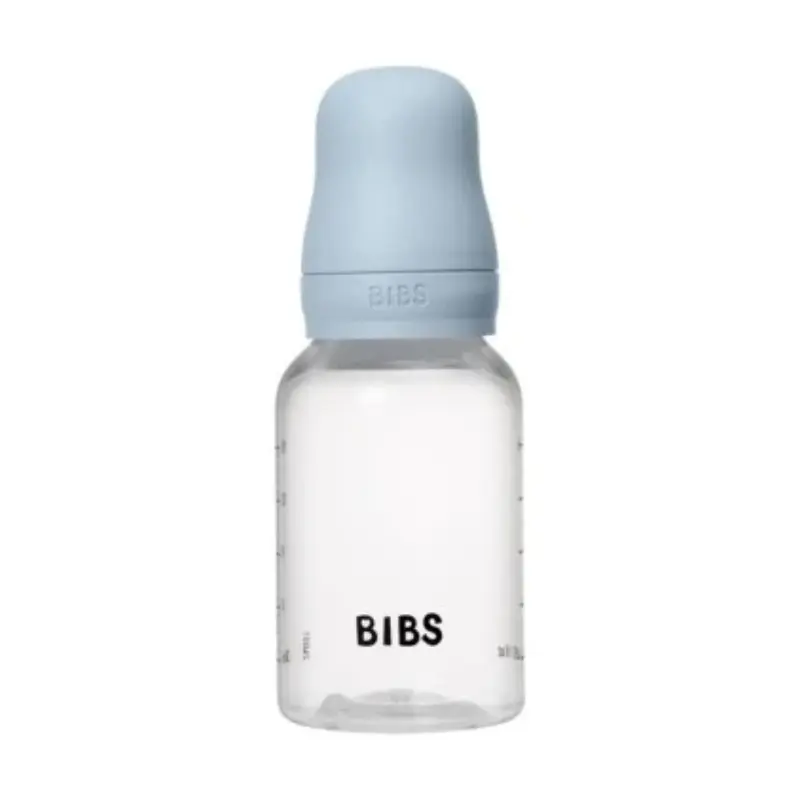 xx Biberon rond en silicone, 150 ml, débit lent, bleu clair, lot de 1