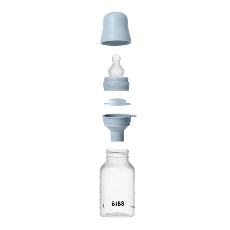 Biberon rond en silicone, 150 ml, débit lent, bleu clair, lot de 1