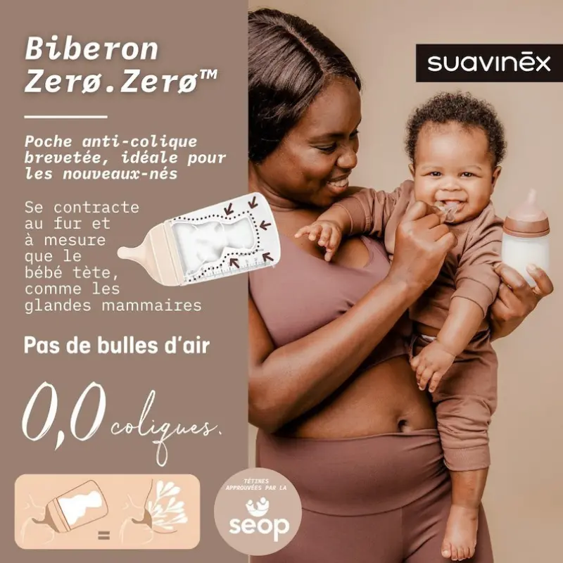 Biberon Zero-Zero Shades débit M 270ml SUAVINEX Light
