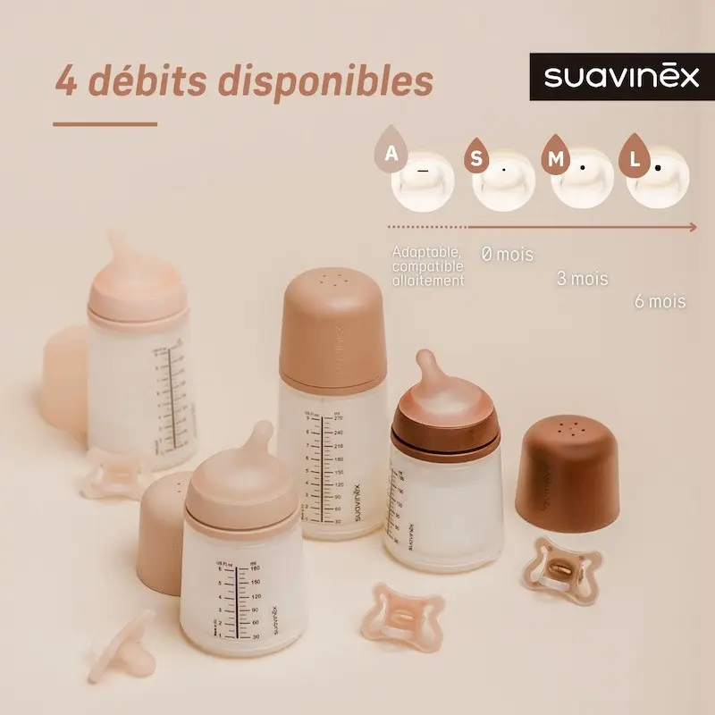 Biberon Zero-Zero Shades débit M 270ml SUAVINEX Light