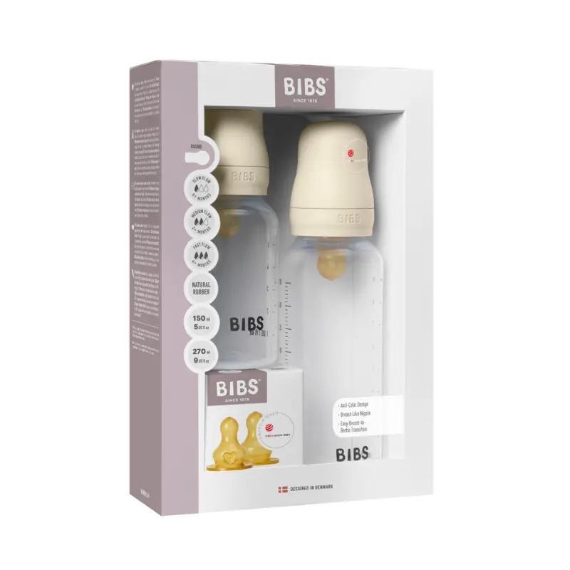 BIBS - Biberons ronds Grow and Flow en latex 150 ml - 270 ml – Ivoire
