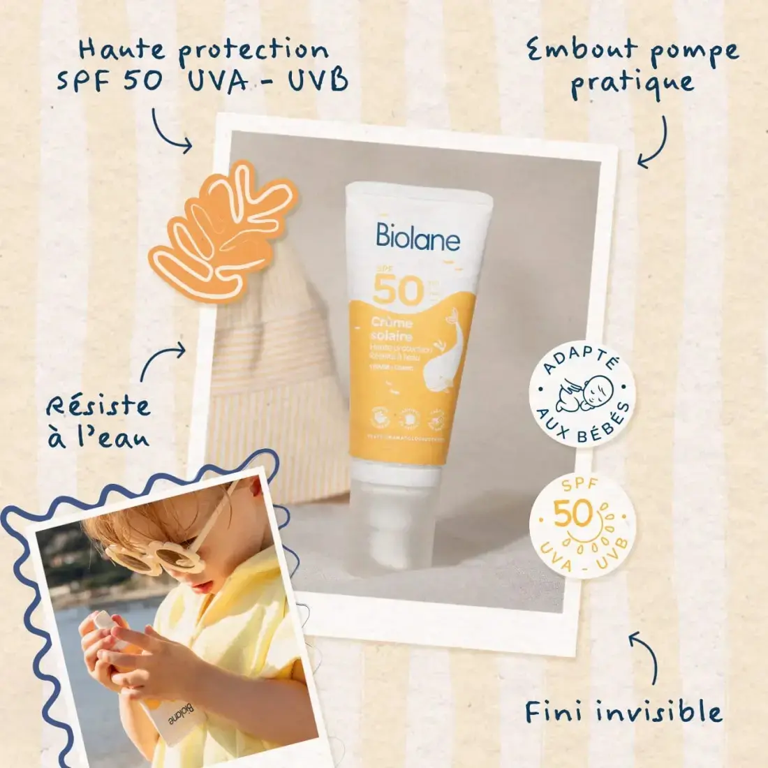 Biolane Crème solaire SPF50 Visage - Corps 50ml