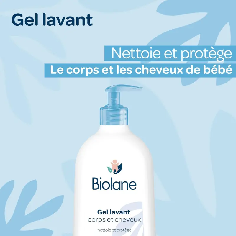 BIOLANE Gel Douche Bébé Corps et Cheveux 2 en 1 750 ml 97% d’origine naturelle Doux pour les peaux sensibles