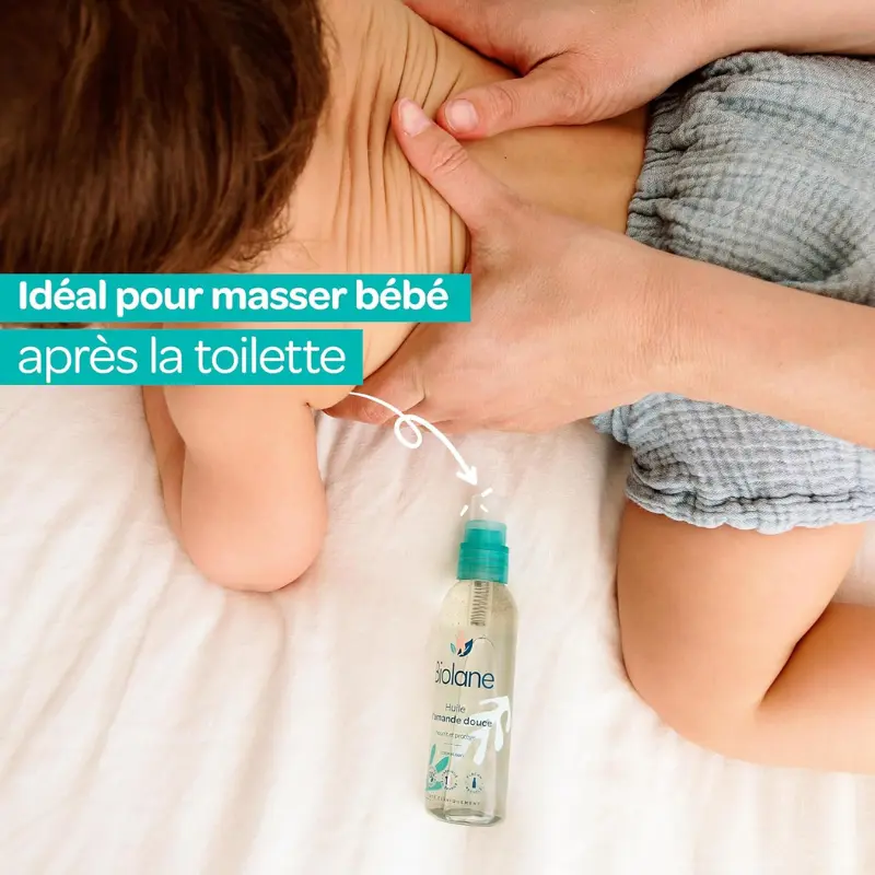 BIOLANE Huile d’Amande Douce Bébé 100ml Hydrate, Nourrit et Protège la Peau Fragile