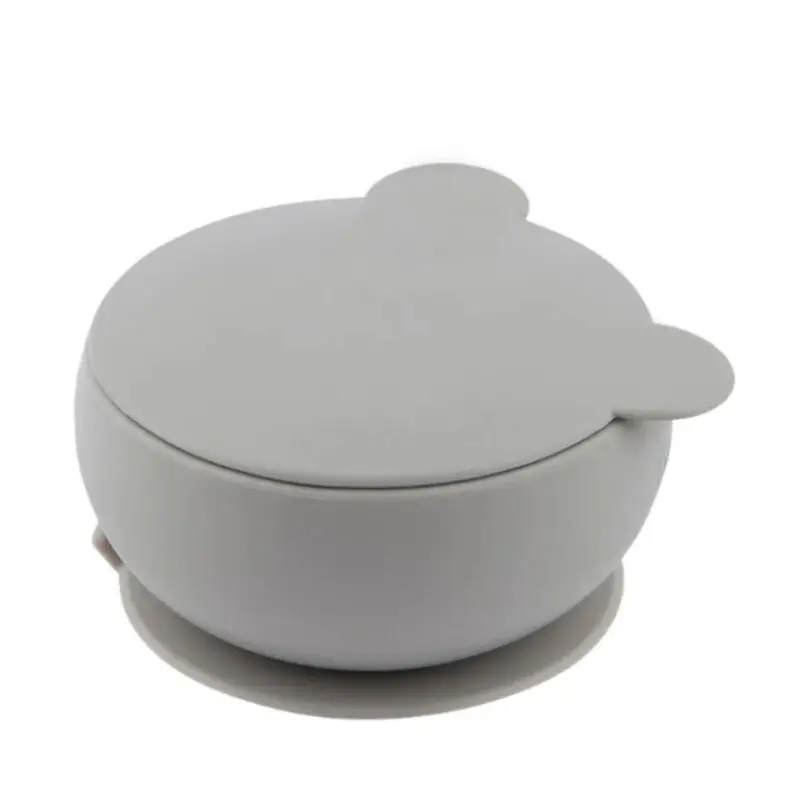 Bol avec Couvercle et Ventouse MINIKOIOI en Silicone – Gris