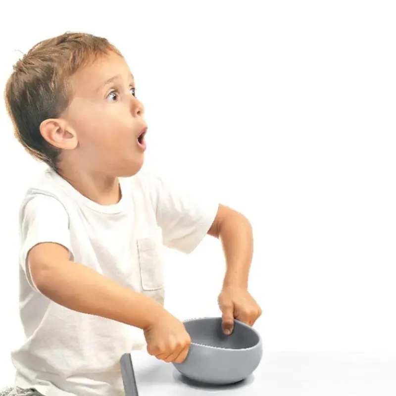 Bol avec Couvercle et Ventouse MINIKOIOI en Silicone – Gris