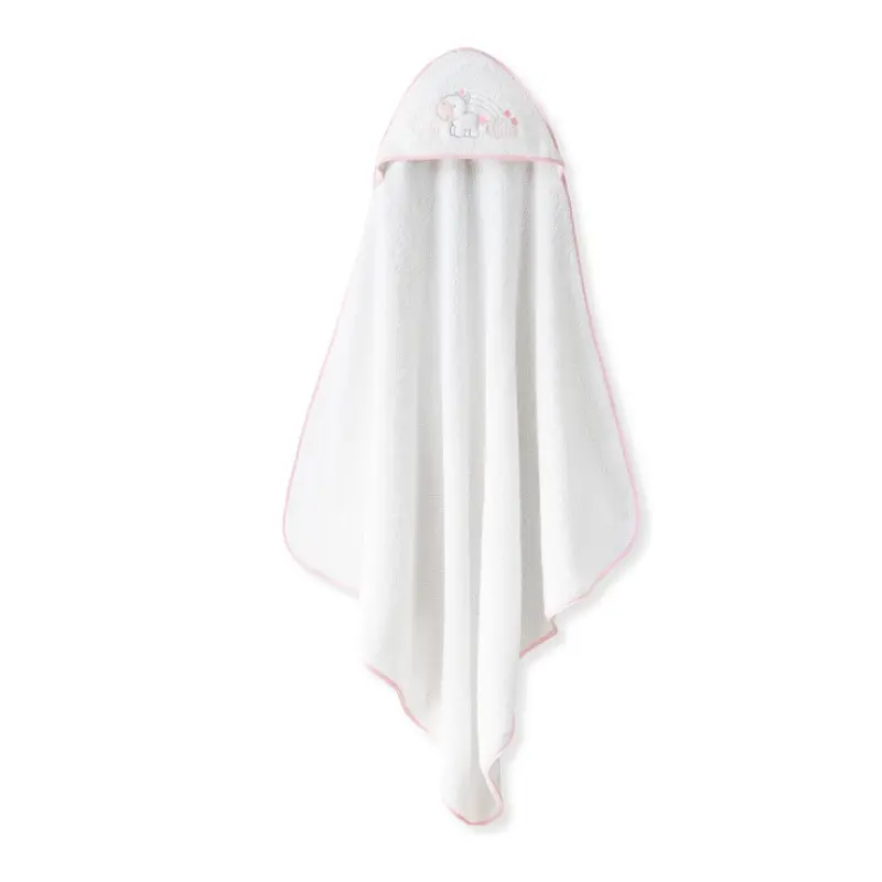 Cape de bain 1x1 motif licorne et nuages ​​plus bavoir  blanc/rose