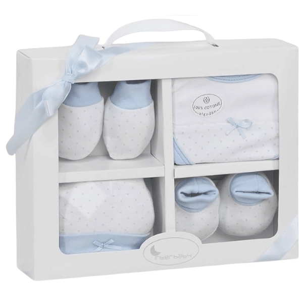 Coffret Cadeau 4 pièces 0-6 mois Bleu