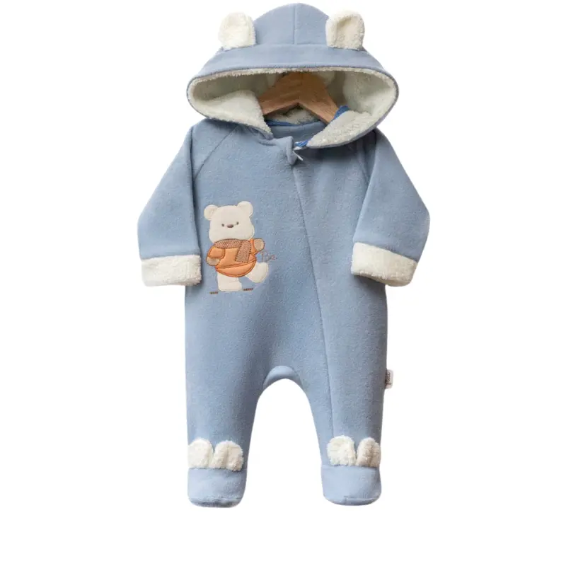 xx Combinaison polaire bébé avec capuche à oreilles et motif ourson