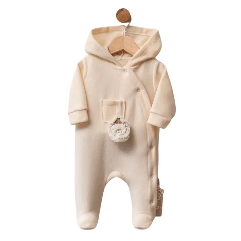 Combinaison polaire bébé avec capuche et petit pompon