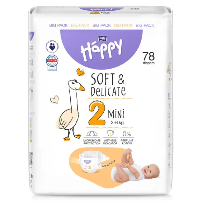 xx Couches Happy Baby taille 2 (3-6 kg)  78 pièces