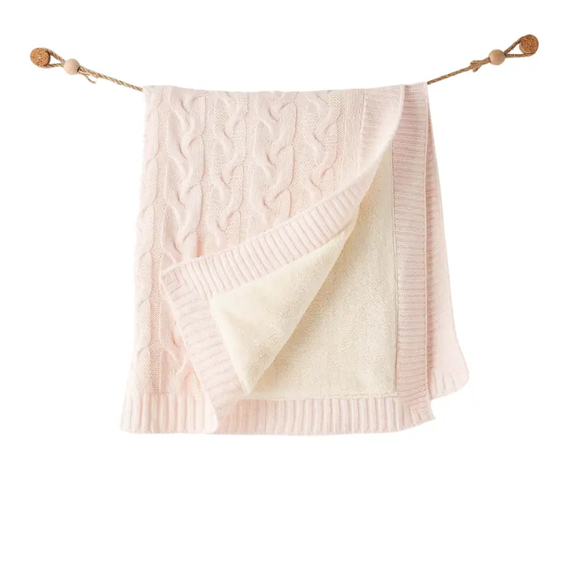 Couverture bébé tricotée 85x100 cm Rose Mélange – Andywawa