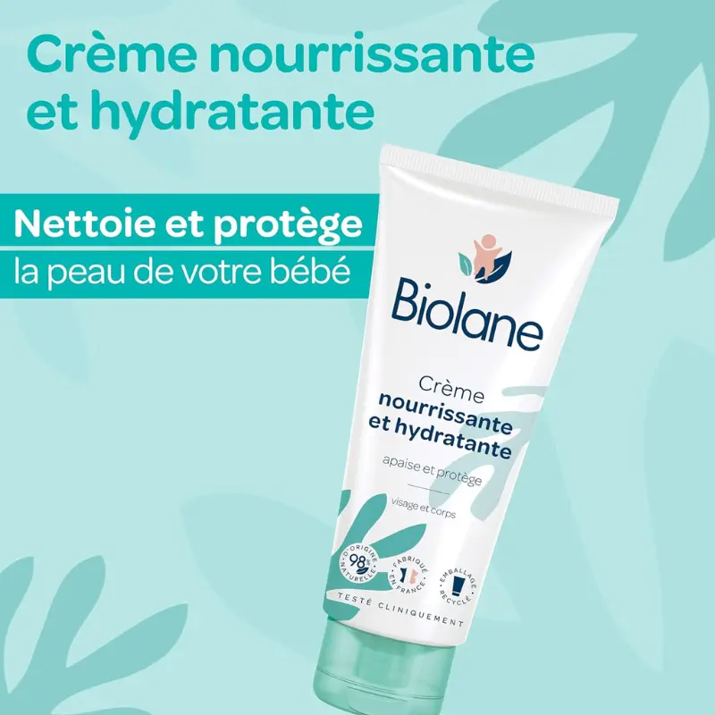 Crème Nourrissante et Hydratante Biolane 50 ml  Soin Doux et Protecteur pour la Peau de Bébé