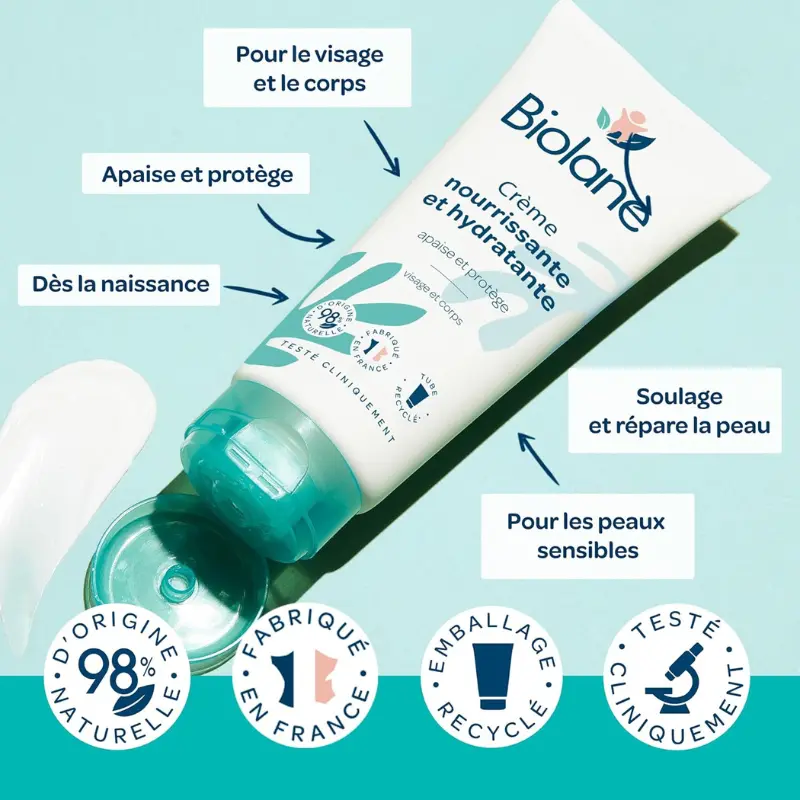 Crème Nourrissante et Hydratante Biolane 50 ml  Soin Doux et Protecteur pour la Peau de Bébé