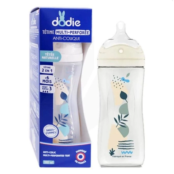 Dodie Biberon Multi Perforée Anti colique Bleu 330 ml