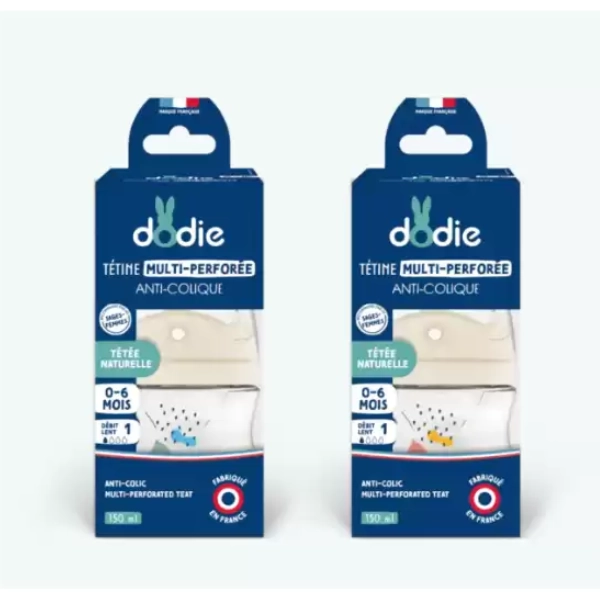 DODIE Biberon Tétine Multi-Perforée Anti-Colique Rose 0-6 mois