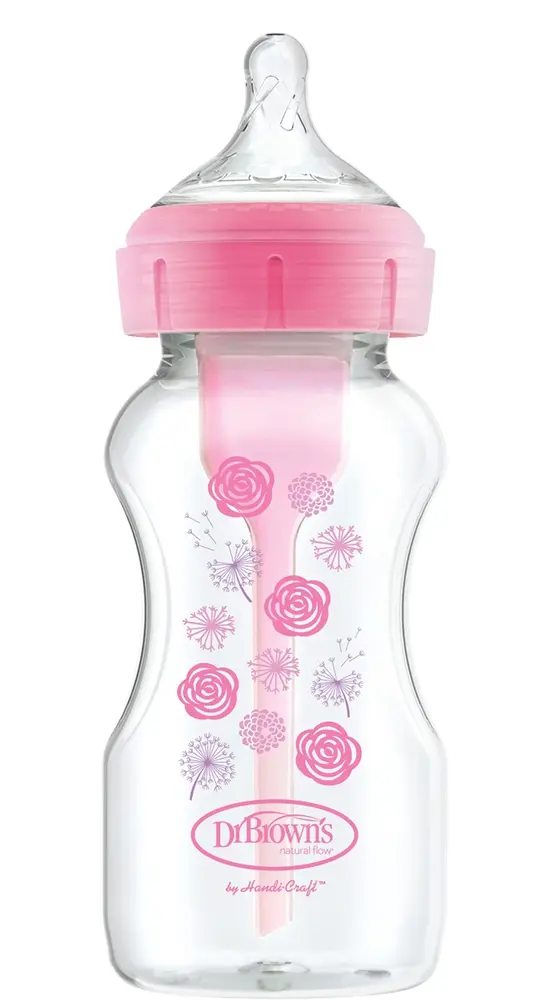xx Dr. Brown's Biberon anti-coliques Large Bouche Options+ 270 ml Rose - Fleurs
