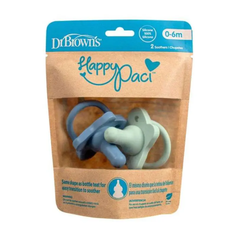 xx Dr. Brown’s HappyPaci – Lot de 2 sucettes silicone 0-6 mois