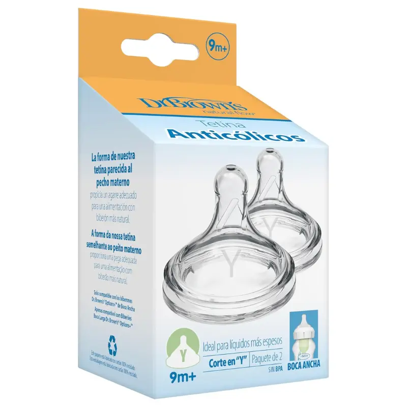 Pack de 2 Tétines Cole large et Coupe en Y 9M+