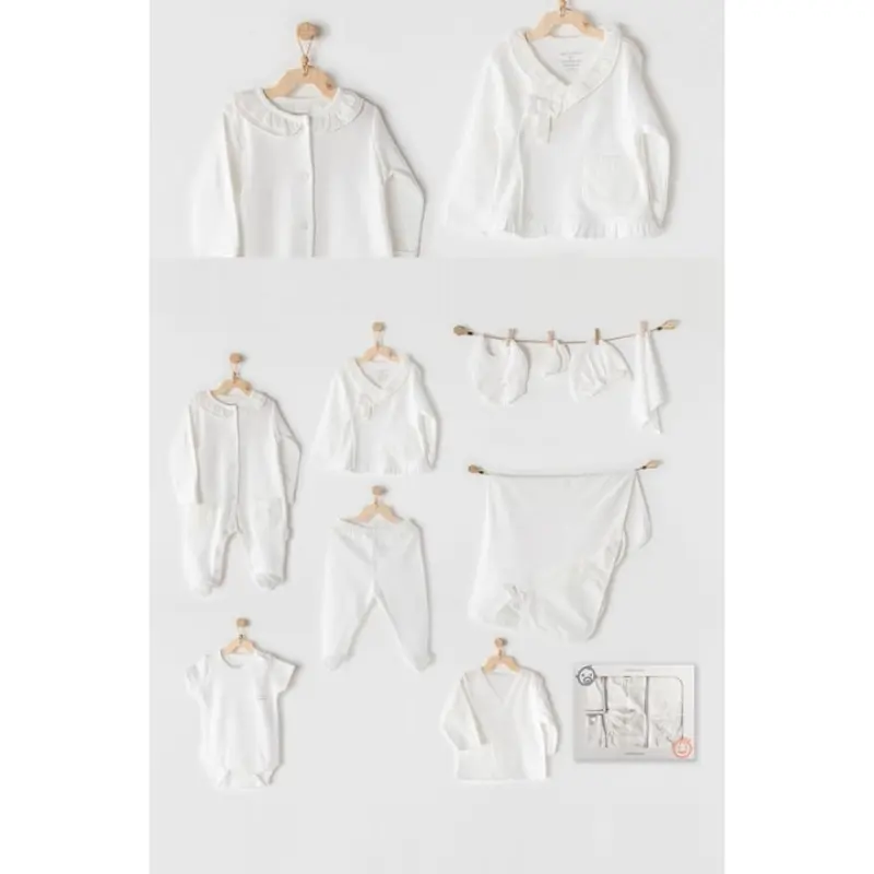 xx Ensemble de sortie d'hôpital 10 pièces pour bébé fille, brodé en dentelle, couleur écru, élégant, Andywawa, AC22561