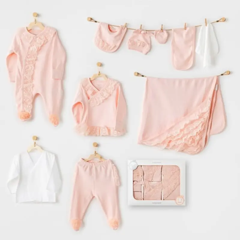 xx Ensemble de sortie d'hôpital pour bébé Andywawa Chic Girl, 10 pièces, AC24261 (Saumon)