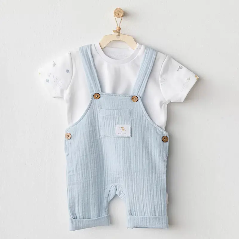 xx Ensemble salopette en mousseline pour bébé garçon AC25621- Andywawa