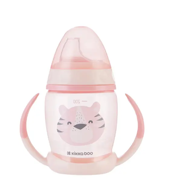 Gobelet PP avec bec verseur en silicone 200 ml Happy Face Rose