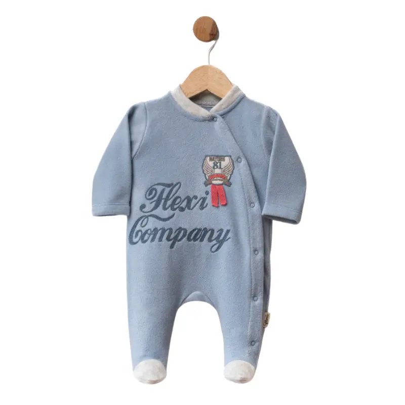 Grenouillère bébé en polaire avec détails bleus et motif - Flexi Company