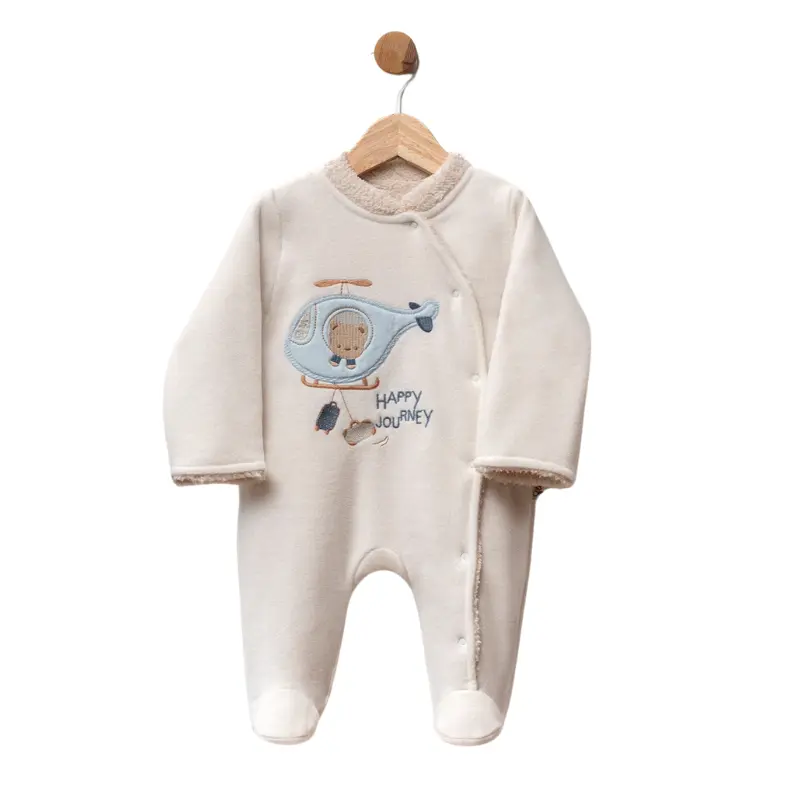 Grenouillère bébé en polaire avec motif hélicoptère