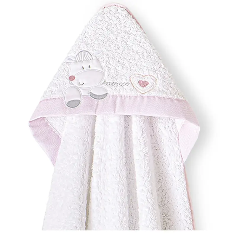 xx Interbaby Cape de bain corazon amoroso blanc-rose
