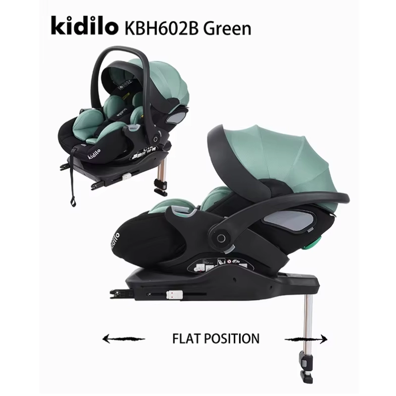Kidilo Siège Auto Bébé KBH602B – Portable et Inclinable à Plat avec Base Isofix Vert