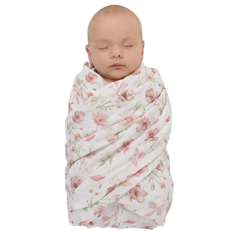 Langes en Mousseline de Bambou Extra-Doux Fleurs