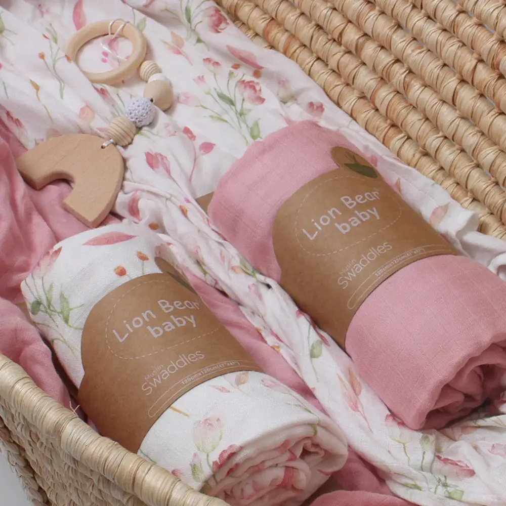 Langes en Mousseline de Bambou Extra-Doux Fleurs
