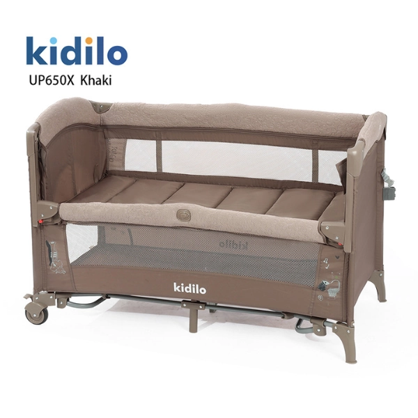 Lit Parapluie Bébé Kidilo avec Table à Langer et Mobile Musical – Beige