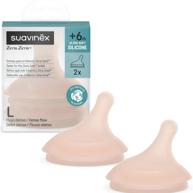 Lot 2 tétines Zerø.Zerø Shades débit L/Dense SUAVINEX Medium