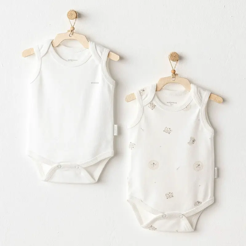 xx Lot de 2 bodies bébé garçon Andywawa – Happy Animals Blanc